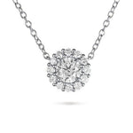 DIAMOND HALO PENDANT IN 14 KARAT WHITE GOLD - NECKLACES