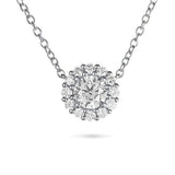 DIAMOND HALO PENDANT IN 14 KARAT WHITE GOLD - NECKLACES