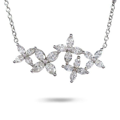 LILAC NECKLACE WITH MARQUISE DIAMONDS IN WHITE GOLD - NECKLACES