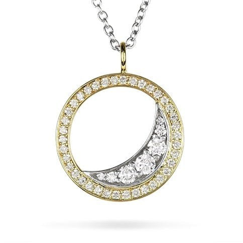 CRESCENT MOON DIAMOND PENDANT IN 14 KARAT GOLD - NECKLACES