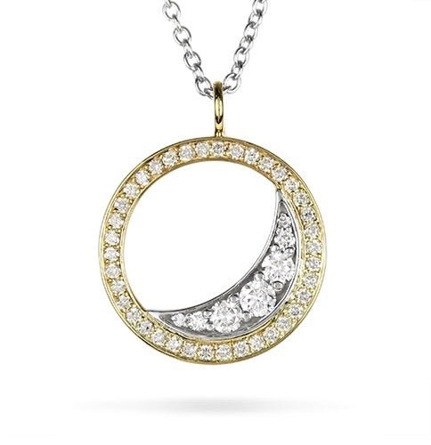 CRESCENT MOON DIAMOND PENDANT IN 14 KARAT GOLD - NECKLACES