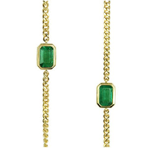 FLOATING EMERALD OPERA LENGTH NECKLACE IN 18 KARAT GOLD - NECKLACES