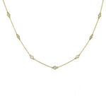FLOATING DIAMOND NECKLACE IN YELLOW GOLD WITH MILGRAIN - NECKLACES
