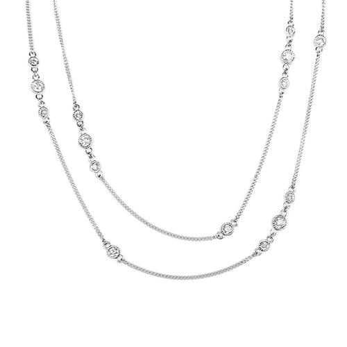 FLOATING DIAMOND OPERA NECKLACE IN WHITE GOLD - NECKLACES