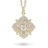 DAHLIA DIAMOND MEDIUM SIZE PENDANT IN 14 KARAT GOLD - NECKLACES