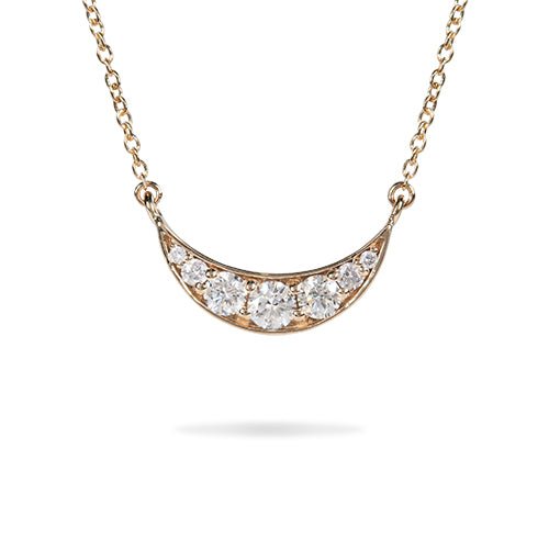 RISING CRESCENT DIAMOND PENDANT IN 14 KARAT GOLD - NECKLACES