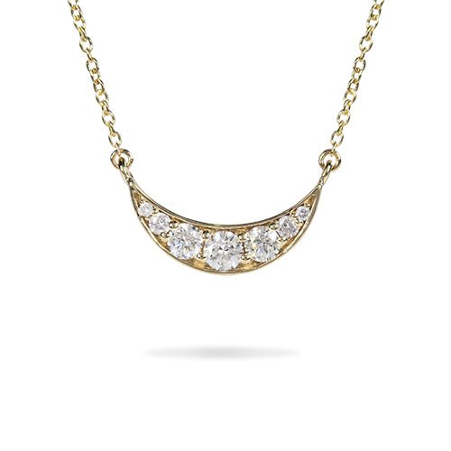RISING CRESCENT DIAMOND PENDANT IN 14 KARAT GOLD - NECKLACES
