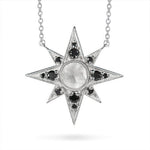 NORTH STAR SILVER PENDANT IN MOONSTONE & BLACK DIAMOND - NECKLACES