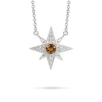 NORTH STAR CITRINE & DIAMOND PENDANT IN STERLING SILVER - NECKLACES
