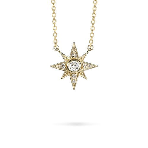 NORTH STAR SMALL DIAMOND PENDANT IN YELLOW GOLD - NECKLACES