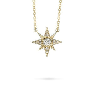 NORTH STAR SMALL DIAMOND PENDANT IN YELLOW GOLD - NECKLACES