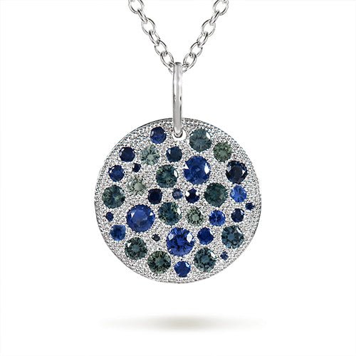 COBBLESTONE BLUE SAPPHIRE PENDANT IN WHITE GOLD -