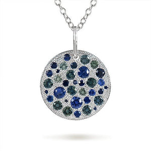 COBBLESTONE BLUE SAPPHIRE PENDANT IN WHITE GOLD -