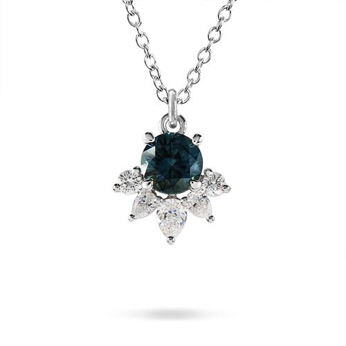 GLORIA PENDANT WITH MONTANA BLUE SAPPHIRE & DIAMONDS - NECKLACES