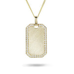 DOG TAG WITH DIAMOND PAVÉ FRAME -