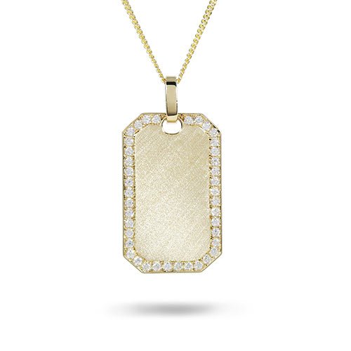 DOG TAG WITH DIAMOND PAVÉ FRAME -
