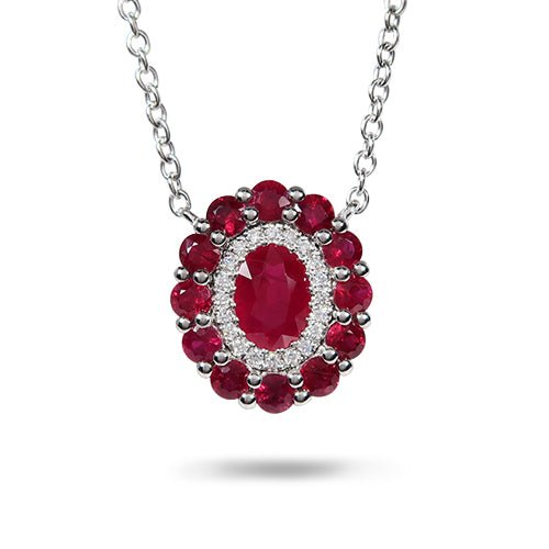 COUNTESS RUBY & DIAMOND PENDANT IN PLATINUM - NECKLACES