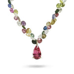 PINK TOURMALINE PENDANT MULTI COLOUR SAPPHIRE NECKLACE - NECKLACES