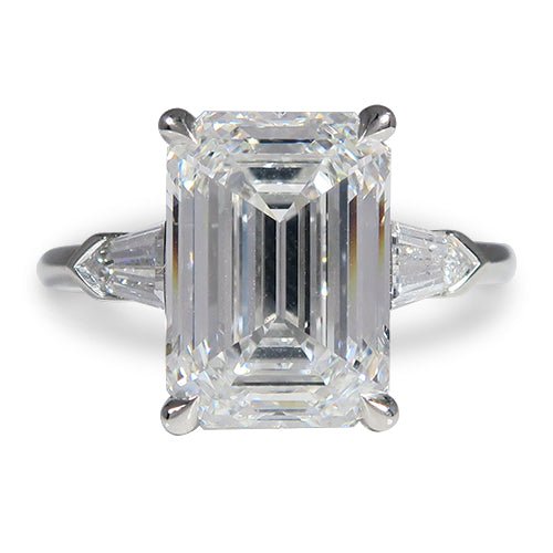 EMERALD CUT AND BULLET CUT DIAMOND ENGAGEMENT RING IN PLATINUM - ALL RINGS