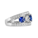 SAPPHIRE AND DIAMOND CUSHION CUT RING -