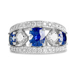 SAPPHIRE AND DIAMOND CUSHION CUT RING -