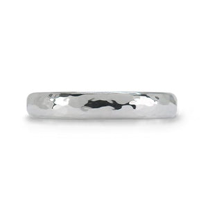 NARROW FORGED WEDDING BAND IN HIGH POLISHED WHITE GOLD -