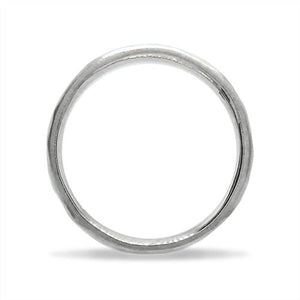 NARROW FORGED WEDDING BAND IN HIGH POLISHED WHITE GOLD -