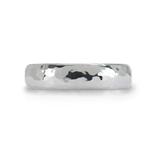COMFORT HAMMERED WEDDING BAND IN HIGH POLISH WHITE GOLD - ALL WEDDING BANDS