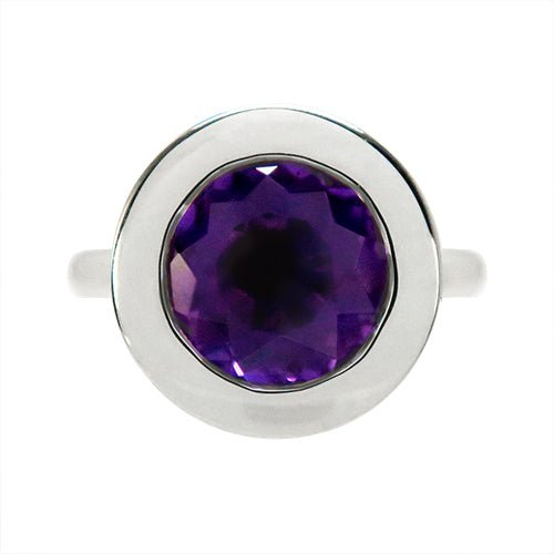 LOTUS RING WITH AMETHYST IN SILVER - SILVER JEWELLERY