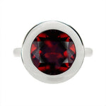LOTUS RING WITH GARNET IN STERLING SILVER - ALL RINGS