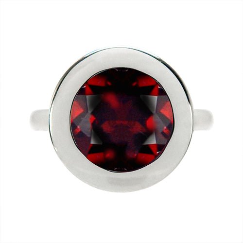 LOTUS RING WITH GARNET IN STERLING SILVER - ALL RINGS
