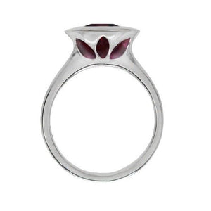 LOTUS RING WITH GARNET IN STERLING SILVER - ALL RINGS