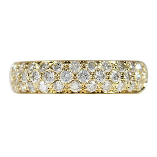THREE ROW PAVÉ RING IN YELLOW GOLD WITH DIAMONDS - ANNIVERSARY & CELEBRATION RINGS