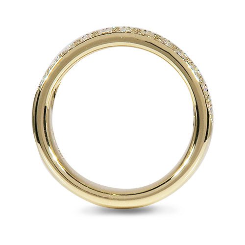 THREE ROW PAVÉ RING IN YELLOW GOLD WITH DIAMONDS - ANNIVERSARY & CELEBRATION RINGS