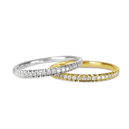 OPTIQUE SET HALF ETERNITY DIAMOND WEDDING BAND IN YELLOW GOLD - ANNIVERSARY & CELEBRATION RINGS