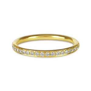 PAVÉ WEDDING BAND IN YELLOW GOLD WITH HALF ETERNITY OF DIAMONDS - ANNIVERSARY & CELEBRATION RINGS