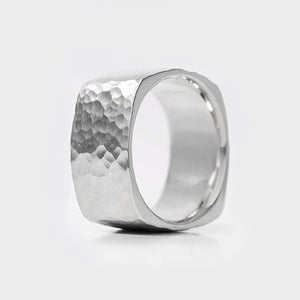 SQUARE HAMMERED RING IN MATTE SILVER - ALL RINGS