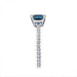 TESSA RING WITH EMERALD CUT BLUE TOPAZ IN WHITE GOLD - ANNIVERSARY & CELEBRATION RINGS