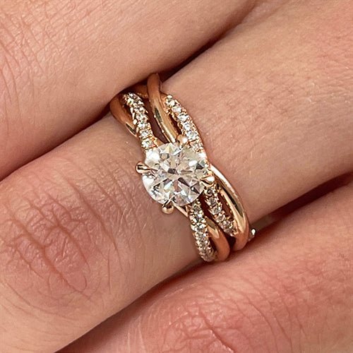 Buy Infinity Moissanite Engagement Ring Set Rose Gold Bridal Set Twist  Solitaire Diamond Half Eternity Ring Women Promise Anniversary 2pcs 1.2ct  Online in India - Etsy
