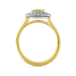YELLOW DIAMOND DOUBLE HALO RING IN PLATINUM AND 18 KARAT GOLD - ALL RINGS