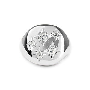 CELESTE SIGNET PINKY RING WITH DIAMONDS IN WHITE GOLD -