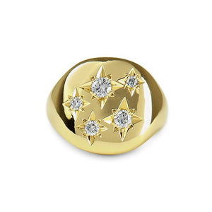 CELESTE SIGNET PINKY RING WITH DIAMONDS IN GOLD -