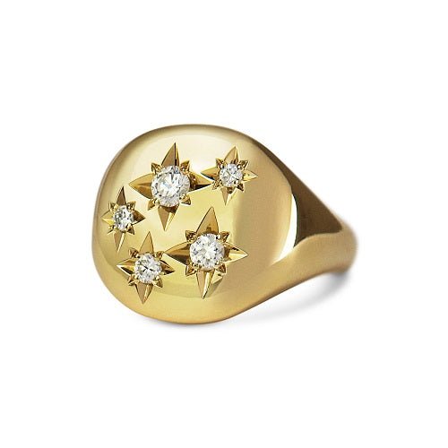 CELESTE SIGNET PINKY RING WITH DIAMONDS IN GOLD -