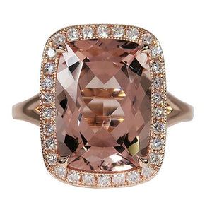 MORGANITE COCKTAIL RING WITH DIAMOND HALO - ALL RINGS