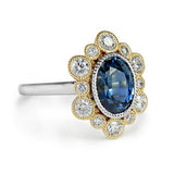 OVAL BLUE SAPPHIRE RING IN YELLOW GOLD AND PLATINUM - ALL RINGS