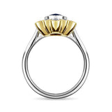 OVAL BLUE SAPPHIRE RING IN YELLOW GOLD AND PLATINUM - ALL RINGS