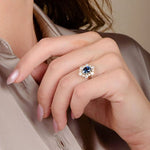 OVAL BLUE SAPPHIRE RING IN YELLOW GOLD AND PLATINUM - ALL RINGS