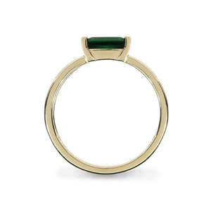 DECO RING WITH SINGLE GREEN TOURMALINE IN YELLOW GOLD - ALL RINGS