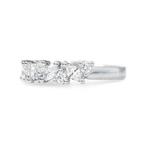 MARQUISE & ROUND BRILLIANT HALF ETERNITY BAND IN WHITE GOLD - ALL RINGS