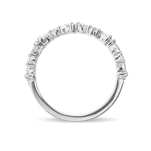 MARQUISE & ROUND BRILLIANT HALF ETERNITY BAND IN WHITE GOLD - ALL RINGS